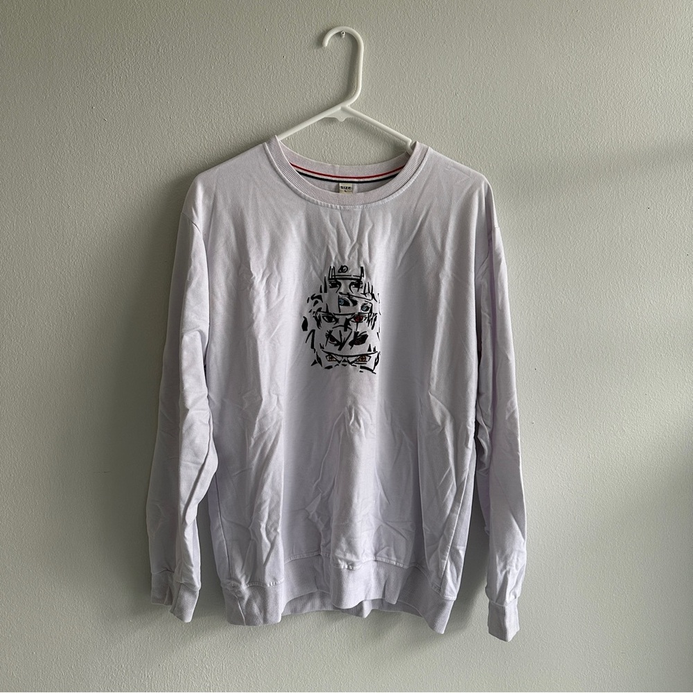 White Naruto Shippuden Graphic Longsleeve Pullover Tee